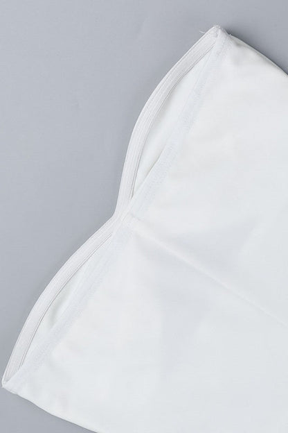 Strapless Twist Front Cutout Ruched Tiered Maxi Dress