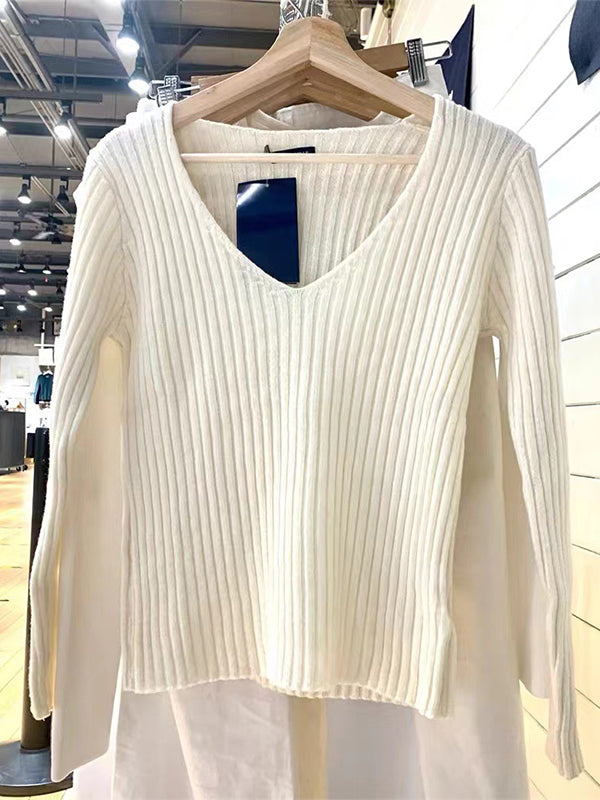 Vintage V Neck Rib Sweater