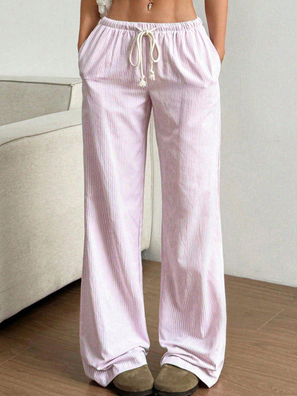 Striped Print Wide Leg Pants