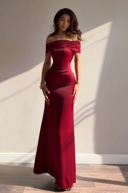 Satin Off-Shoulder A-Line Birthday Dress