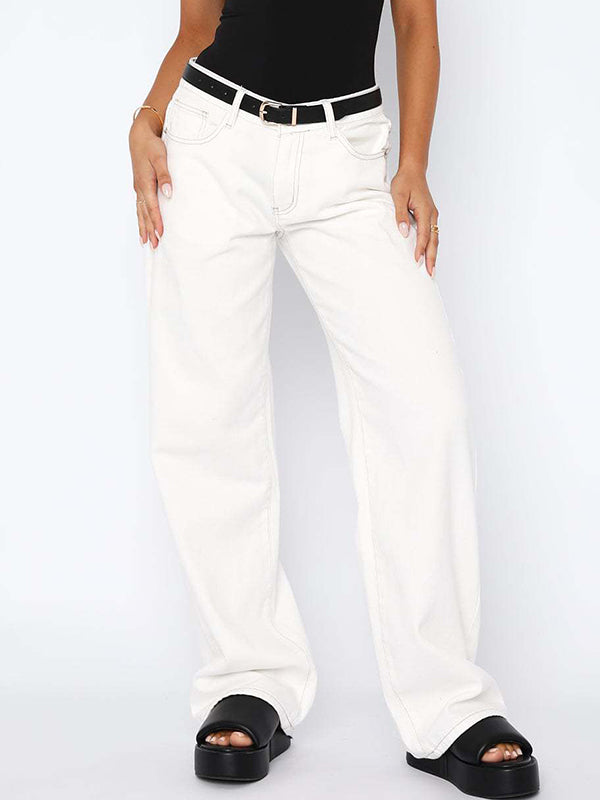 Versatile Simple Midriff Boyfriend Jeans