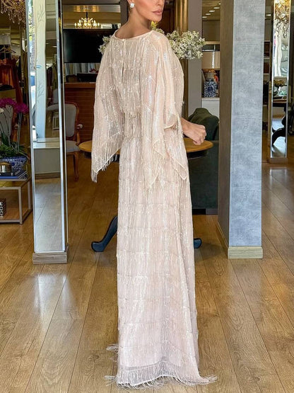 Tassel Design Dolman Sleeve Maxi Dress