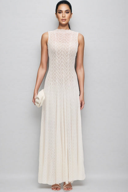 Lucas Solid Pointelle Sleeveless Maxi Dress