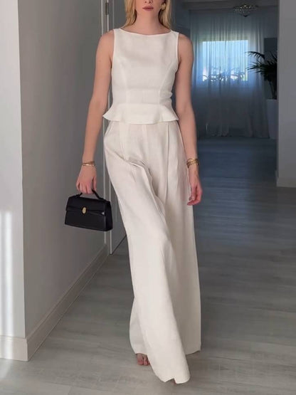 Minimalist Sleeveless High Waist A- Line Hem Shirt
