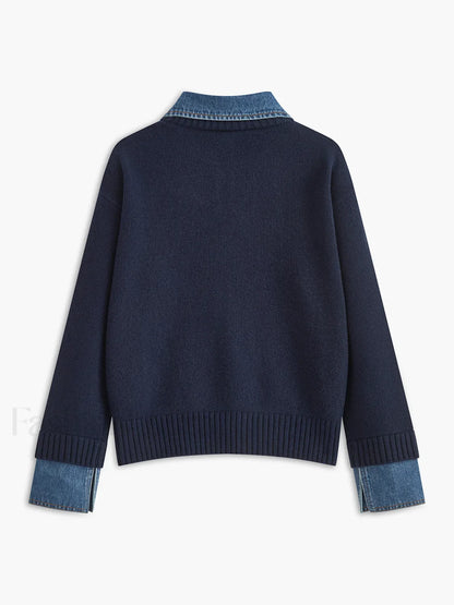 2 in 1 Panel Lapel Sweater