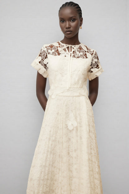 Zephrt White Lace Maxi Dress