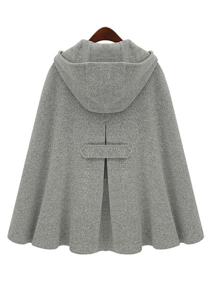 Women's Poncho Coat Hooded Oversized Grey Winter Outerwear