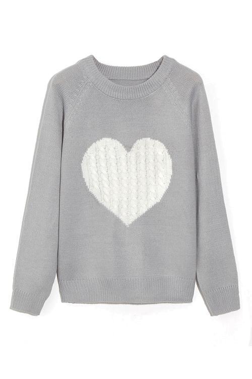 Margovil Color Block Love Heart Knit Sweaters