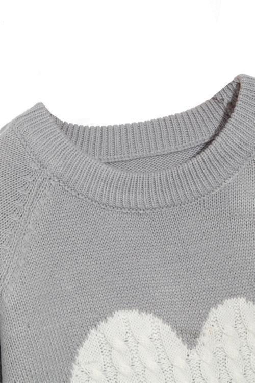 Margovil Color Block Love Heart Knit Sweaters
