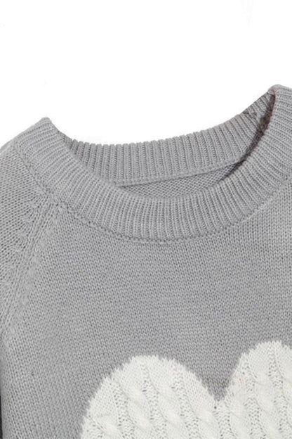 Margovil Color Block Love Heart Knit Sweaters