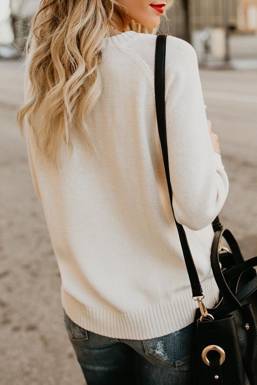 Margovil Color Block Love Heart Knit Sweaters