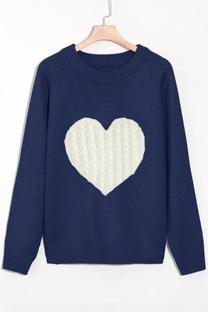 Margovil Color Block Love Heart Knit Sweaters