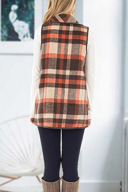 Margovil Pockets Plaid Jacket Vest