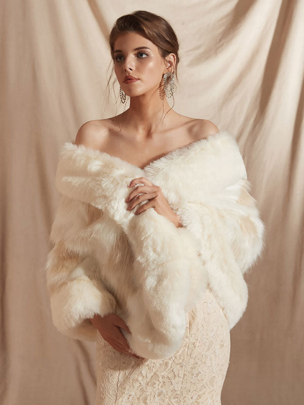Wedding Wraps White Faux Fur Bridal Winter Warm Cover Ups 2026