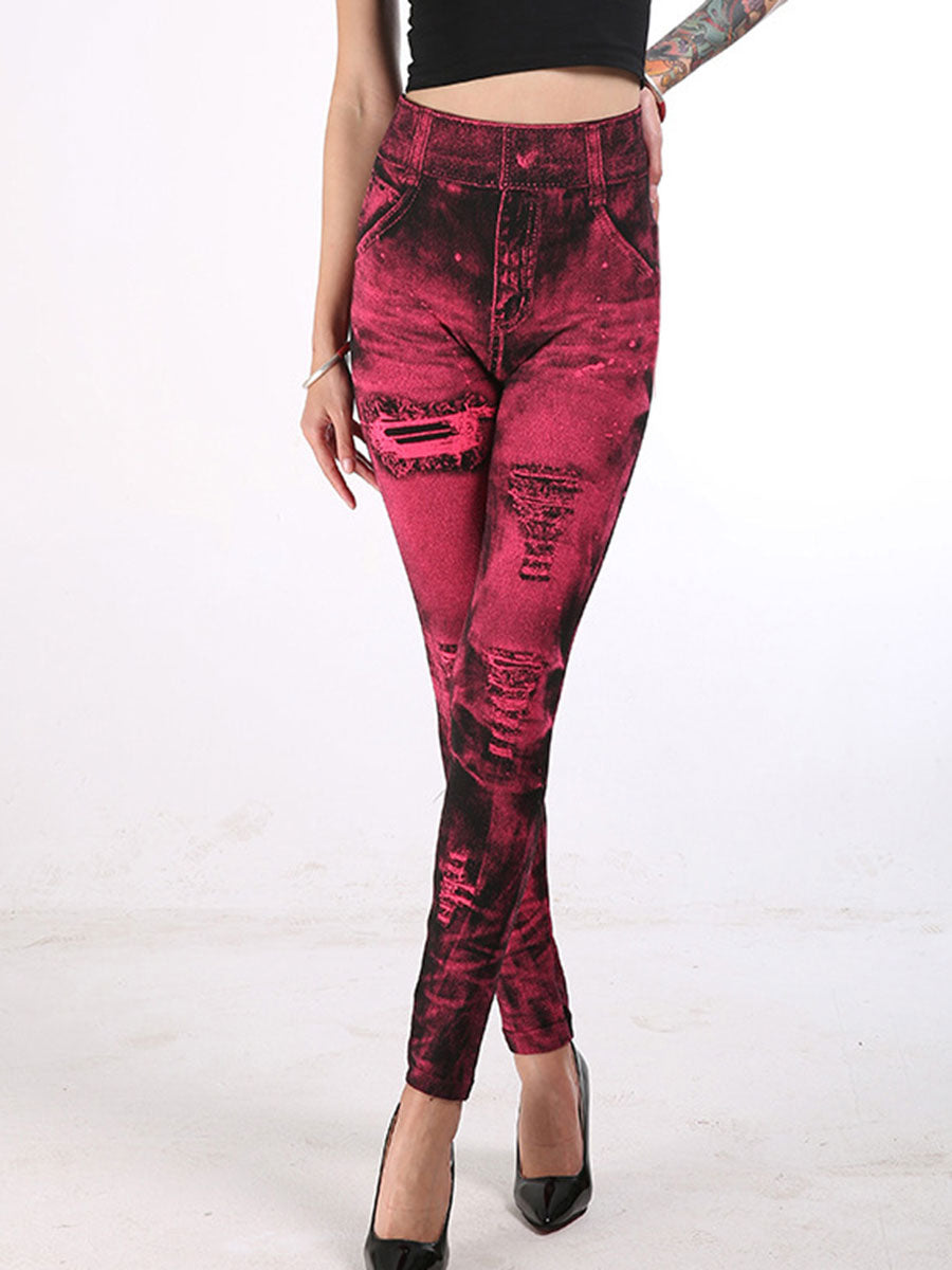 High Waisted Leggings Stretchy Jeans Like Women Bottom