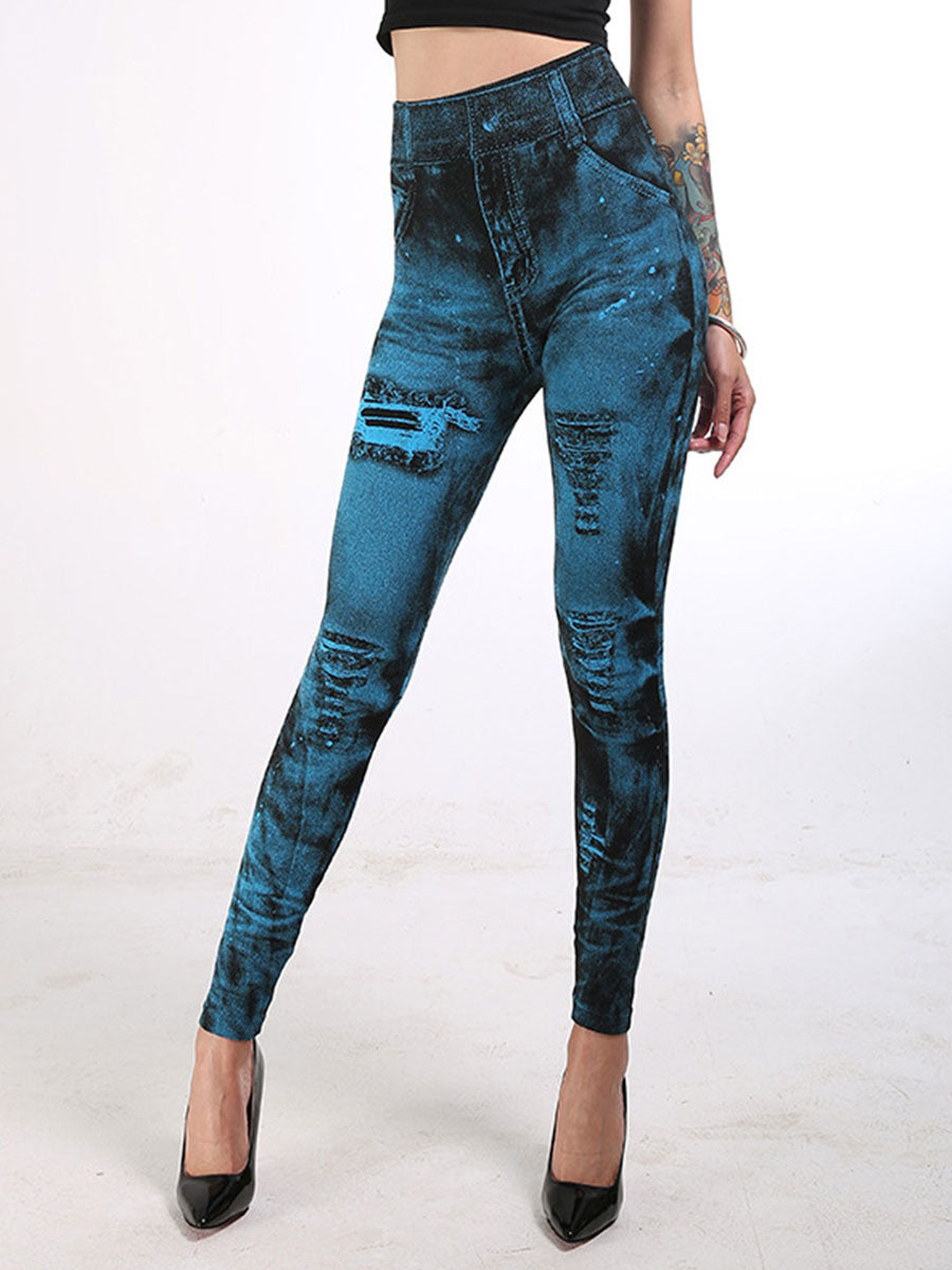 High Waisted Leggings Stretchy Jeans Like Women Bottom