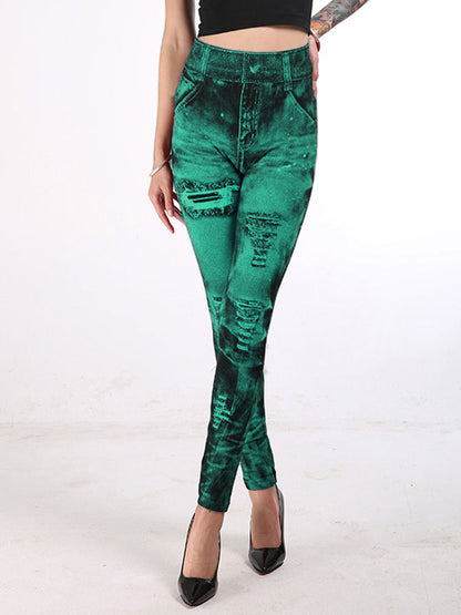 High Waisted Leggings Stretchy Jeans Like Women Bottom