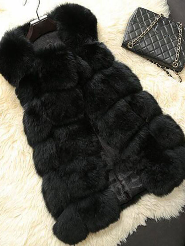 Faux Fur Vest Eco-friendly Winter Sleeveless Midi Jacket For Women 2026
