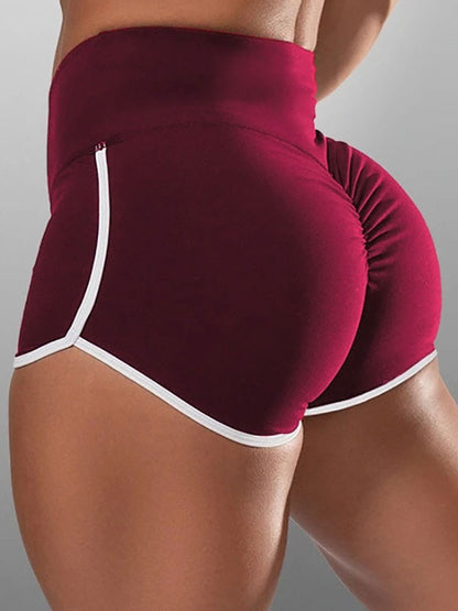 Women Skinny Shorts Purple Stripes Pattern Athletic Natural Waist Summer Shorts
