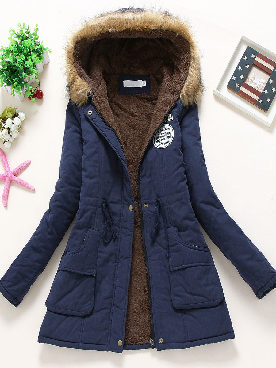 Women Winter Coats Light Pink Hooded Cotton Outerwear