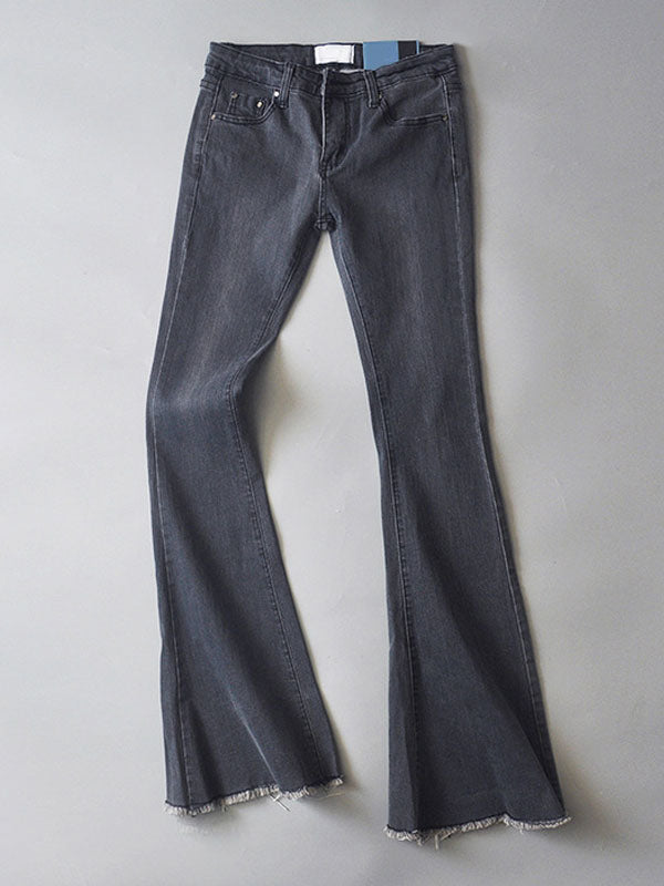 Jeans For Women Fashion Bell Bottoms Zipper Fly Button Fly Blue Denim Pants