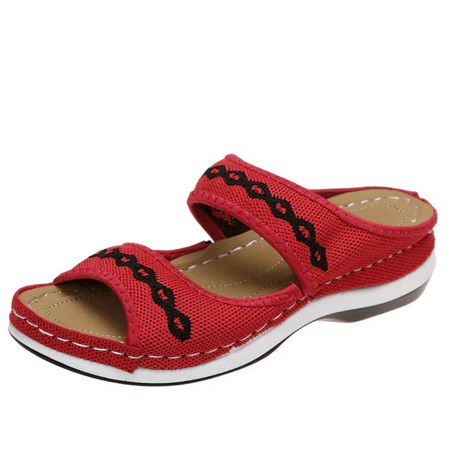 Women's Boho Open-Toe Flat Sandals – Casual Slip-On Summer Slippers