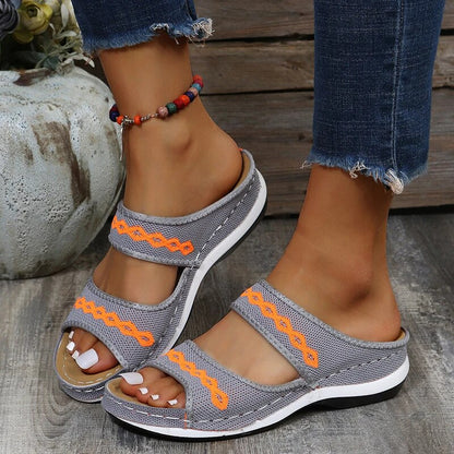 Women's Boho Open-Toe Flat Sandals – Casual Slip-On Summer Slippers