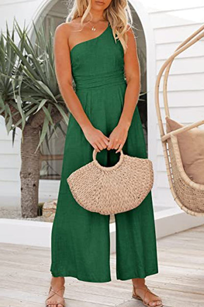 Margovil One Shoulder Sleeveless Wide Leg Jumpsuit