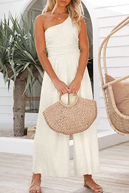Margovil One Shoulder Sleeveless Wide Leg Jumpsuit