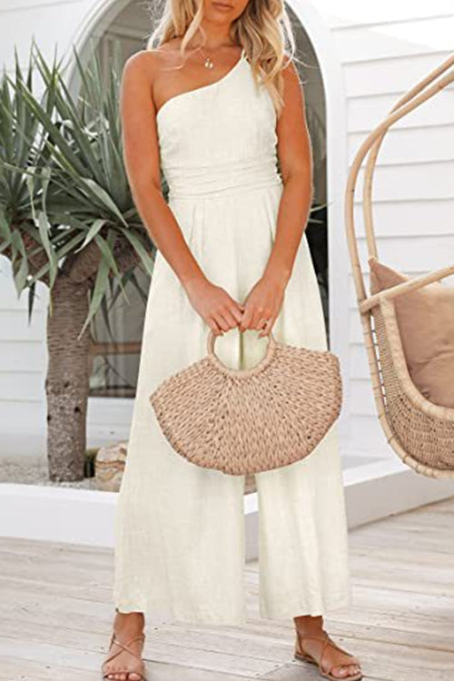 Margovil One Shoulder Sleeveless Wide Leg Jumpsuit