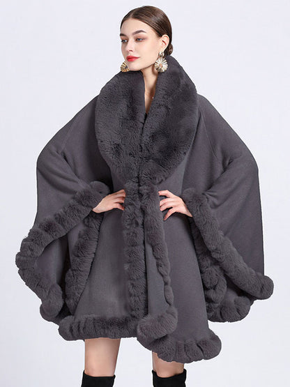 Cloak Cape Faux Fur Bride Wraps Poncho Coat For Women