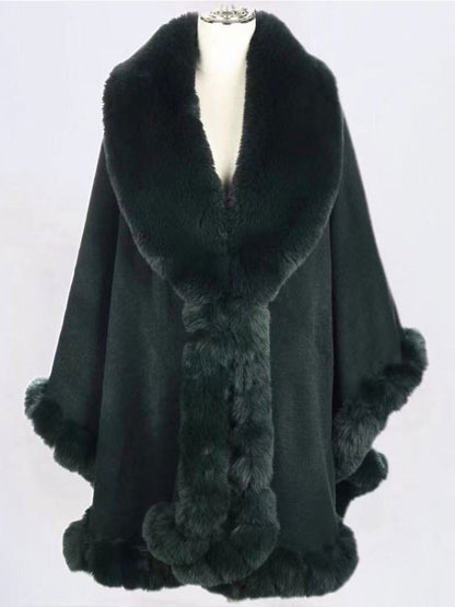 Cloak Cape Faux Fur Bride Wraps Poncho Coat For Women