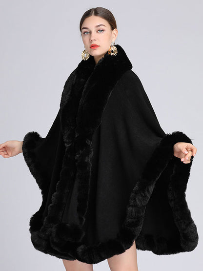Cloak Cape Faux Fur Bride Wraps Poncho Coat For Women