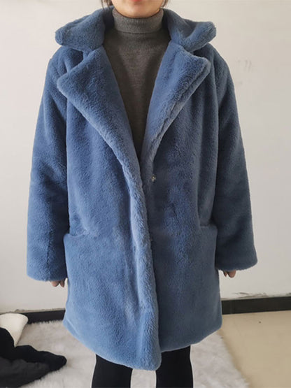 Plush Faux Fur Jackat Winter Eco-friendly Midi Coat For Women 2026