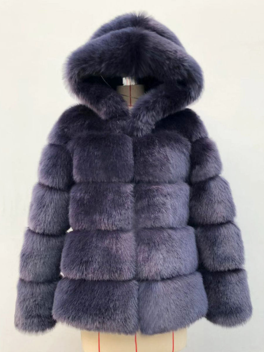 Hooded Faux Fur Coat Winter Short Eco-friendly Fur Jacket For Women 2026