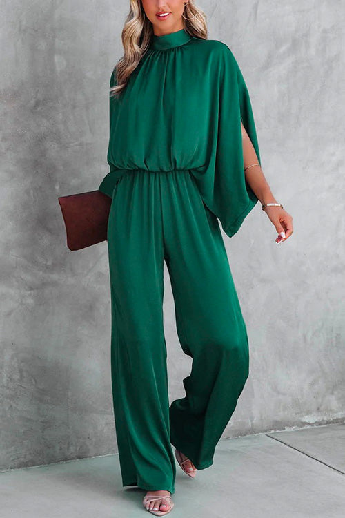 Margovil Stand Collar Slit Sleeve Waisted Wide Leg Jumpsuits( in 5 Colors)
