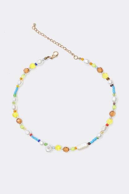 Faux Pearl Beaded Pendant Necklace