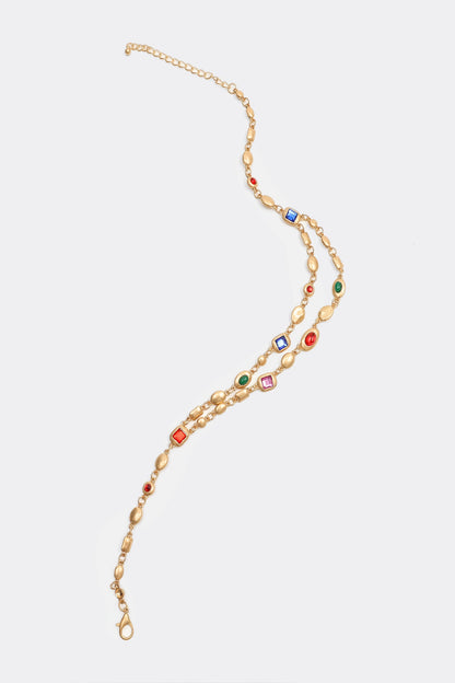 Gemstone Pendant Double Layer Necklace