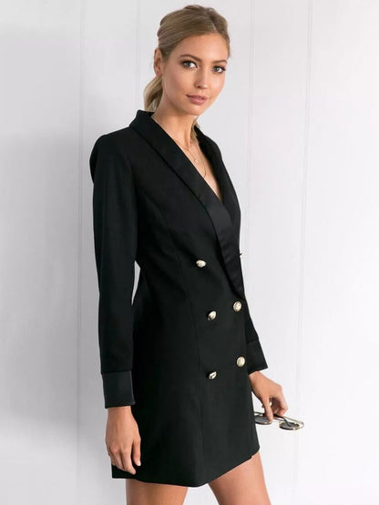 Blazer Jacket Double Breasted V-Neck Blazer Dress For Women