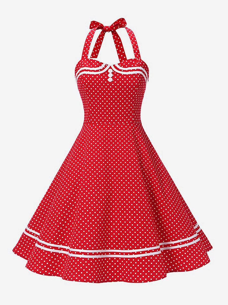 Retro Glamour Dress 1950s Aquatic Plaid Backless Buttons Sleeveless Sweetheart Neck Medium Rockabilly Dress