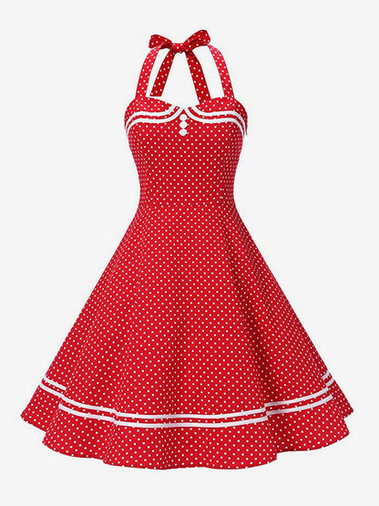 Retro Glamour Dress 1950s Aquatic Plaid Backless Buttons Sleeveless Sweetheart Neck Medium Rockabilly Dress