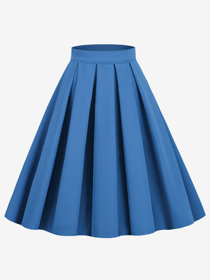 Skirt For Women Dark Navy Pleated Raised Waist Layered Women Bottoms