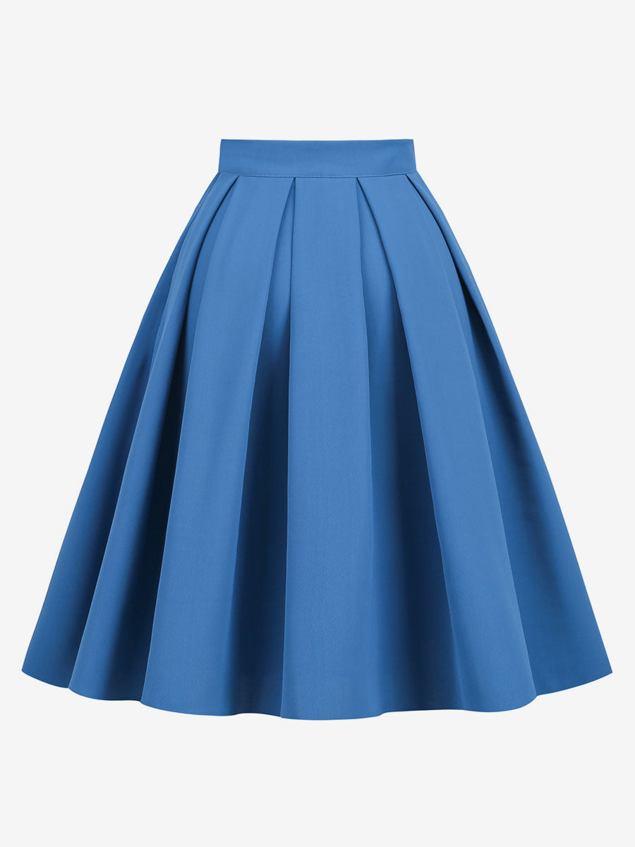 Skirt For Women Dark Navy Pleated Raised Waist Layered Women Bottoms