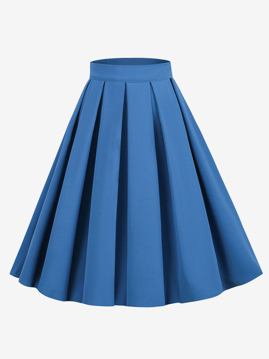 Skirt For Women Dark Navy Pleated Raised Waist Layered Women Bottoms