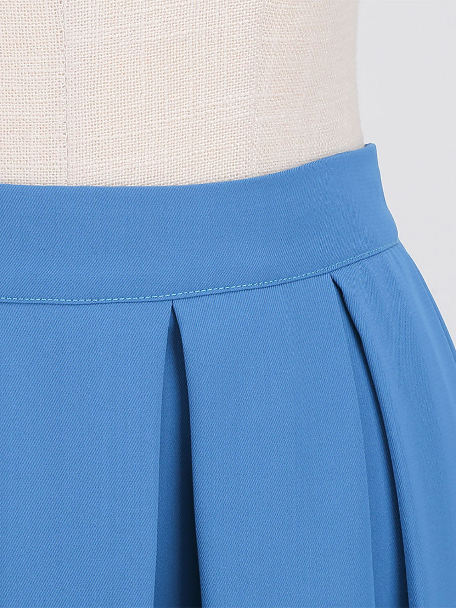 Skirt For Women Dark Navy Pleated Raised Waist Layered Women Bottoms