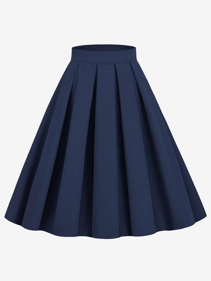Skirt For Women Dark Navy Pleated Raised Waist Layered Women Bottoms