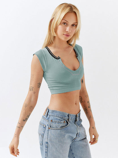 Light Gray Cami Top U-Neck Sexy Women Camis