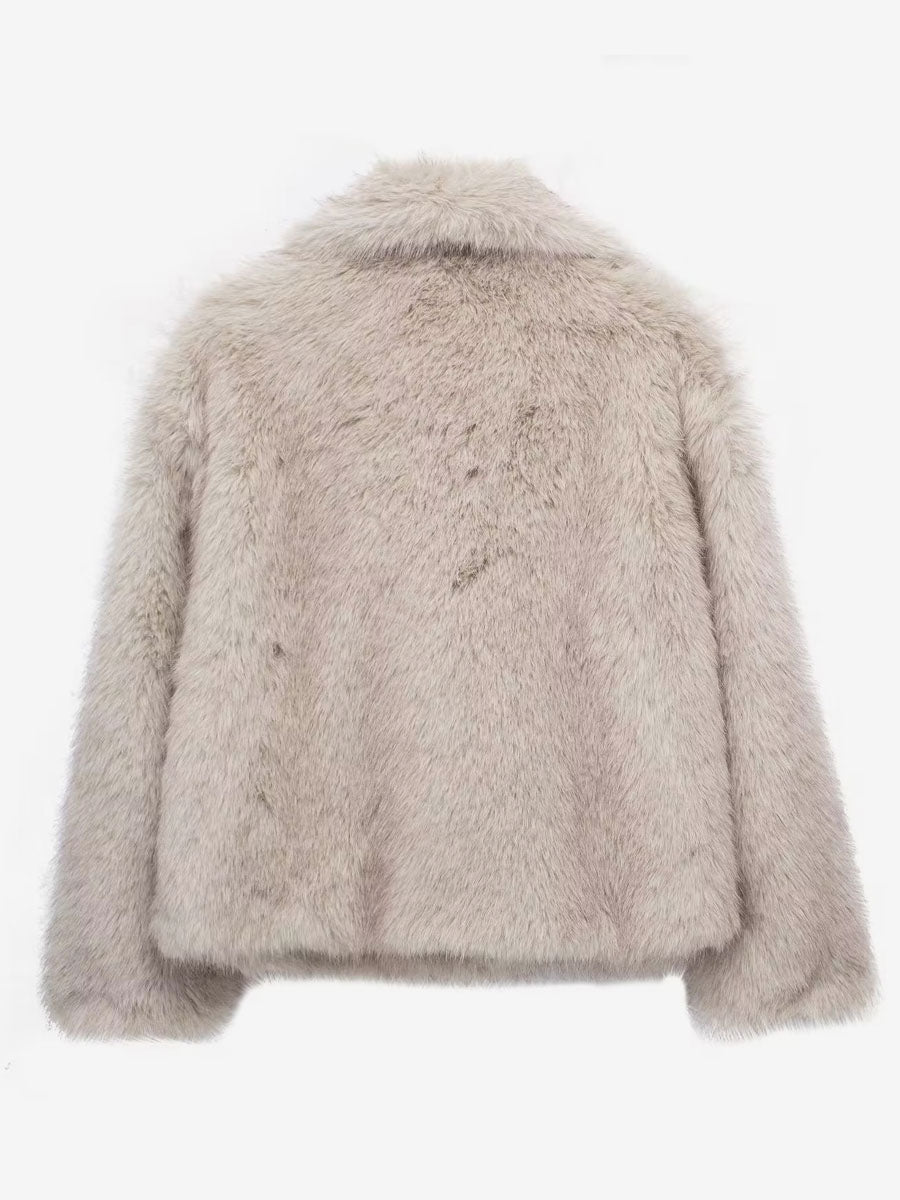 Faux Fur Coats Cozy Winter Women Chic Eco-friendly Fur Jacket In Burgundy