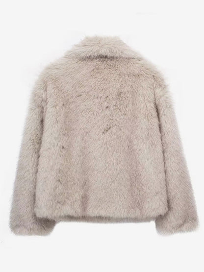 Faux Fur Coats Cozy Winter Women Chic Eco-friendly Fur Jacket In Burgundy