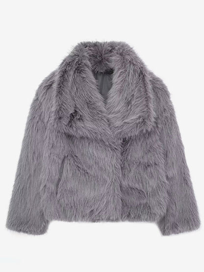 Faux Fur Coats Cozy Winter Women Chic Eco-friendly Fur Jacket In Burgundy